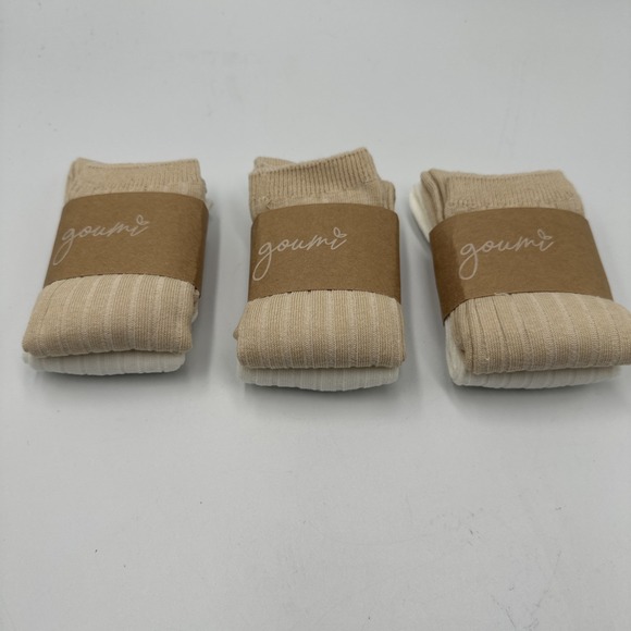 Goumi Other - NWT Goumi Kids Crew Socks Organic Cotton Size L 6-8 Y Lot of 6 Pairs Beige Ivory